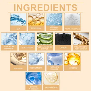 Elenco dettagliato degli ingredienti del kit sopracciglia con aloe, ginseng e glicerina.