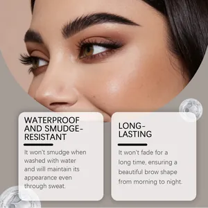 Close-up of waterproof and long-lasting eyebrow pencil effect on female model