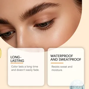 Primer plano del tinte de cejas marrón oscuro impermeable con textura natural suave