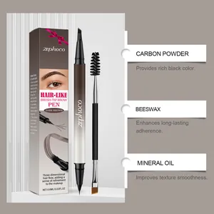 Detailed features of zephoco dark brown eyebrow pen with specific ingredient benefits