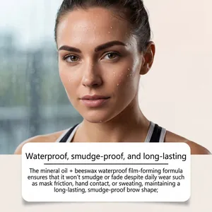 Primer plano de lápiz de cejas waterproof que muestra su efecto antimanchas.