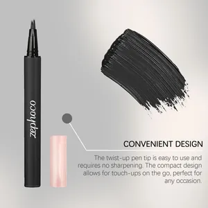 Detail of micro-blade eyebrow pencil showing four-pronged tip and smooth swatch for definition