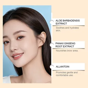Detalles de ingredientes del kit de tinte de cejas marrón con aloe vera y ginseng