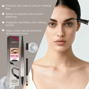 Close-up detail of black dual-ended eyebrow pen creating natural hair-like strokes