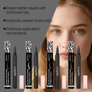 Zephoco micro-sculpting eyebrow pencils in four shades with a professional model look.