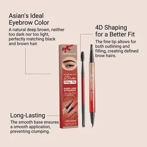 Professional waterproof 4D dark brown eyebrow pen with fine tip for natural strokes