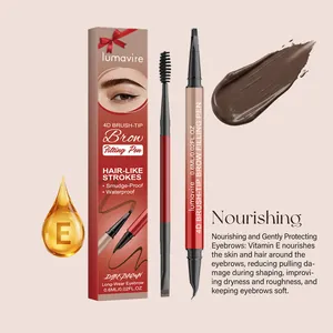 Professional 4D brush-tip brow filling pen in dark brown with nourishing Vitamin E