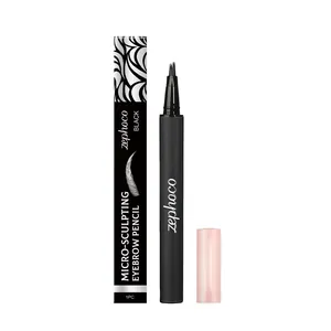 Lápiz de Cejas Zephoco Micro-Sculpting Impermeable Larga Duración Efecto Natural Punta de Horquilla Múltiple Líquido Negro Maquillaje
