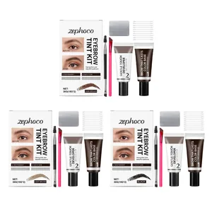Kit de tinte para cejas profesional Zephoco en tonos negro, marrón oscuro y marrón claro