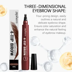 Detail of zephoco four-prong eyebrow pencil in reddish brown for natural 3D brow makeup