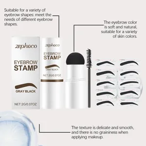 Gray black eyebrow stamp set with stencils and brush for a natural makeup finish