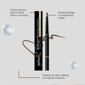Zephoco brown double-headed eyebrow pencil detail showing creamy texture and rotating tip
