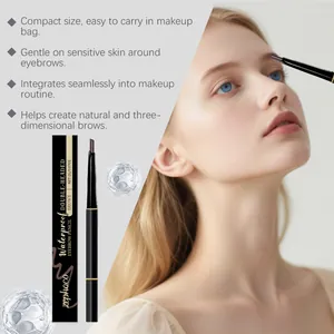 Detailed view of model using zephoco brown double-headed eyebrow pencil for 3D brows