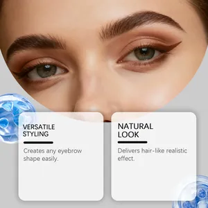 Vista detallada del efecto de peinado de cejas marrón oscuro natural y textura de gel suave