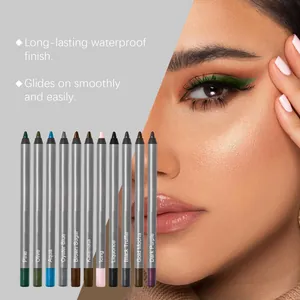 Langdurige waterdichte eyeliner gelpotloden in 11 kleuren met detail van model make-up