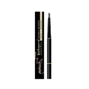 Brown double-headed waterproof eyebrow pencil with packaging for natural 3D brow makeup