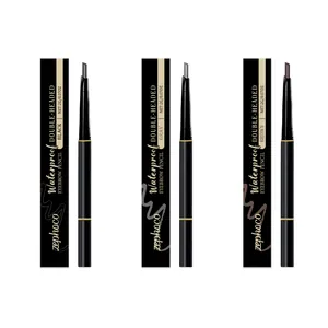 Zephoco double-headed waterproof eyebrow pencil set in black gray and brown shades