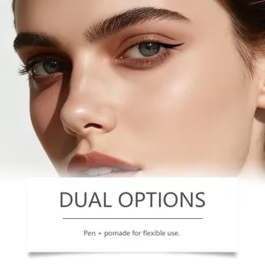Professional macro view of eyebrow makeup with dual-option brow pen and pomade