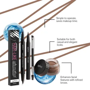 Kit trucco professionale per sopracciglia marrone scuro Zephoco con pomata, penna ed eyeliner