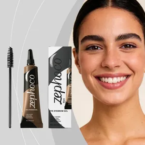 Gel para cejas negro impermeable con aplicador y demostración de modelo