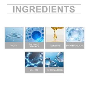 Lista detallada de ingredientes para gel de cejas a prueba de manchas con glicerina.