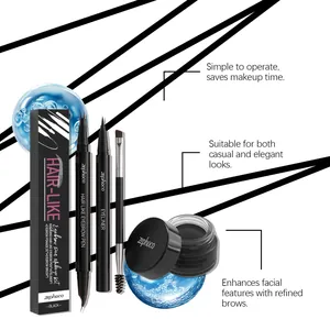 Complete zephoco black eyebrow makeup kit featuring pomade, liner, and dual-head brush