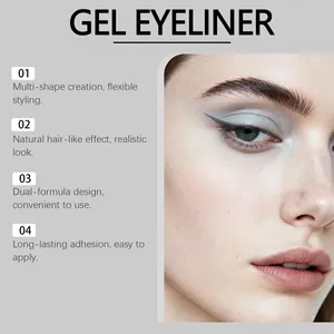 Macro detail of gray gel eyeliner application showing natural hair-like effect on model