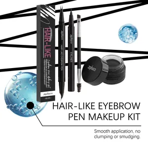 Kit de maquillaje de cejas Zephoco negro con lápiz, delineador y tarro de pomada.