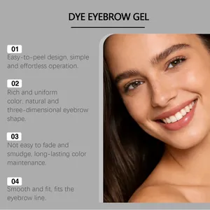 Vista detallada de modelo con forma de cejas 3D usando gel de tinte para cejas