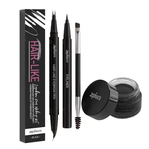 Professional zephoco black eyebrow makeup kit including pen brush and eyebrow pomade