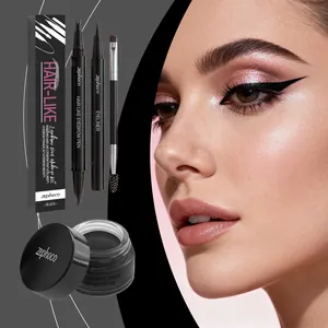 Kit de Pomada para Cejas Impermeable Con Lápiz de Microblading Pincel Delineador Maquillaje Natural de Larga Duración Mujer