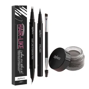 Professional Zephoco grey eyebrow makeup kit includes pomade, pen and dual brush.