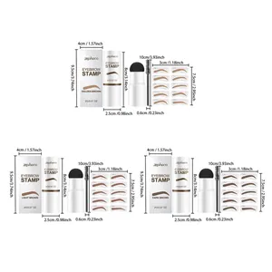 Dimensiones detalladas del set de sellos para cejas zephoco con tres tonos y accesorios.