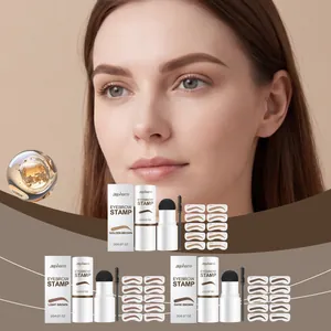 Kit de Sello para Cejas Zephoco Polvo Natural Impermeable de Larga Duración Con 10 Plantillas y Pincel Maquillaje Mujer