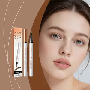 Detail of zephoco 4-claws liquid eyebrow pencil in light brown with model display