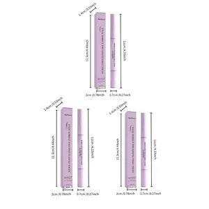 Detailed dimensions of Zephoco double-ended eyebrow pencil in three shades with packaging