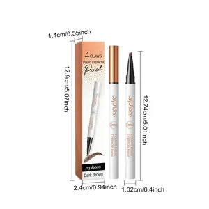 Technical drawing showing dimensions of zephoco 4-claws liquid eyebrow pencil in dark brown