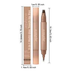 Detailed view showing the exact dimensions of 2-in-1 multi-use touch-up pen in dark brown.