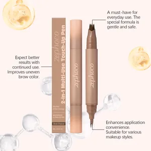 Detailed features of zephoco 2-in-1 brow and hairline touch-up pen in dark brown