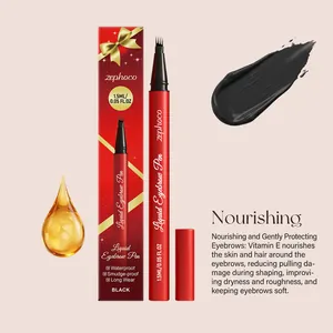 Nourishing black liquid eyebrow pen with Vitamin E for smudge-proof long wear