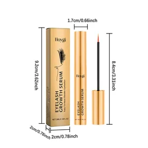 Professional Hoygi eyelash growth serum with detailed dimensions for 3ml gold packaging