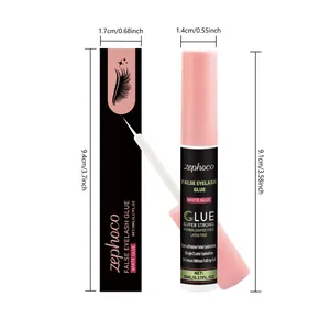 Detailed dimensions of ZEPHOCO white false eyelash glue bottle and packaging box