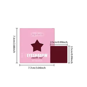 Detailed product view of Zephoco matte red eyeshadow palette with precise dimensions.