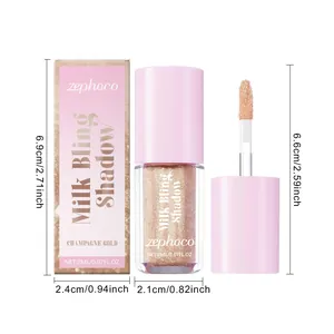 Champagne gold liquid glitter eyeshadow dimensions showing bottle and box packaging details