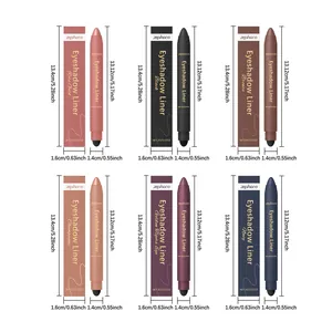 Dimensions and color details of the Zephoco eyeshadow liner pen set in six distinct shades