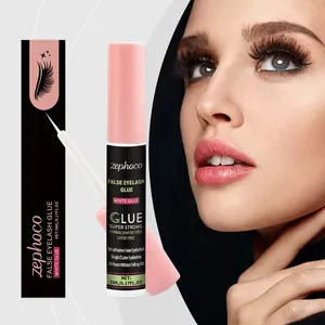ZEPHOCO professional white false eyelash glue with brush applicator for long-lasting wear