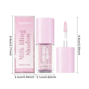 Zephoco Milk Bling Shadow crystal pink liquid eyeshadow set with detailed size markings