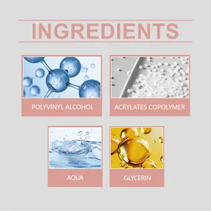 Detailed ingredient list for eyelash glue featuring Polyvinyl Alcohol and Glycerin