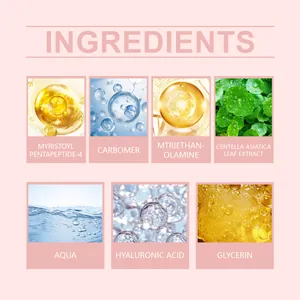 Detaillierte Liste der nährenden Inhaltsstoffe des Wimpernserums mit Peptid und Hyaluronsäure