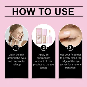 Instructional step-by-step guide for applying Zephoco champagne gold liquid eyeshadow